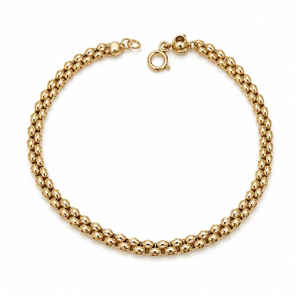 10K Real Gold 5mm Puffy Link Bracelet 8"